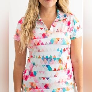 Yatta Golf Multicolor Geometric Print Polo Top S